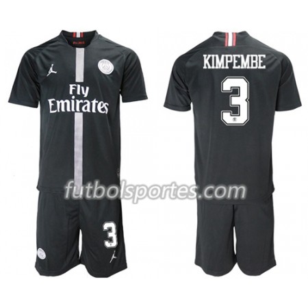 Camisetas Paris Saint Germain Kimpembe 3 Jordan Negro Niño Tercera Equipacion 2018/2019